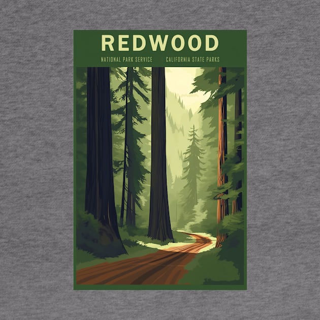 Redwood National Park Vintage Travel Poster by GreenMary Design